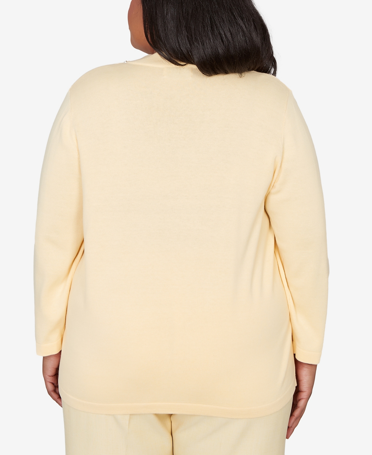 Alfred Dunner Plus Al Fresco Mother of Pearl Stripe Two One Sweater