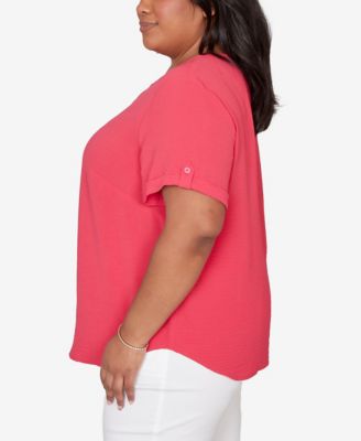 Plus Size The Royal Treatment Solid Rolled Short sleeve Top