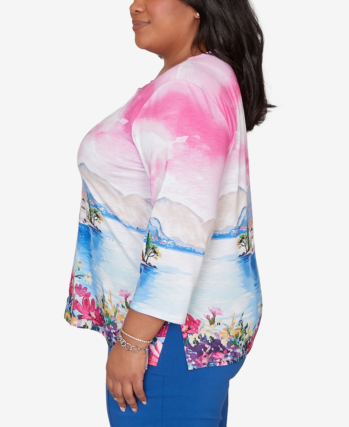 Alfred Dunner Plus The Royal Treatment Embellished Lake Como Scenic Top