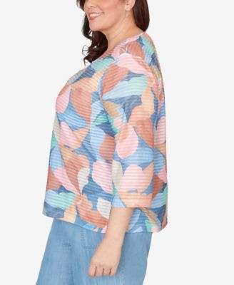 Plus Size Beachcomber Abstract Floral V Neck Top