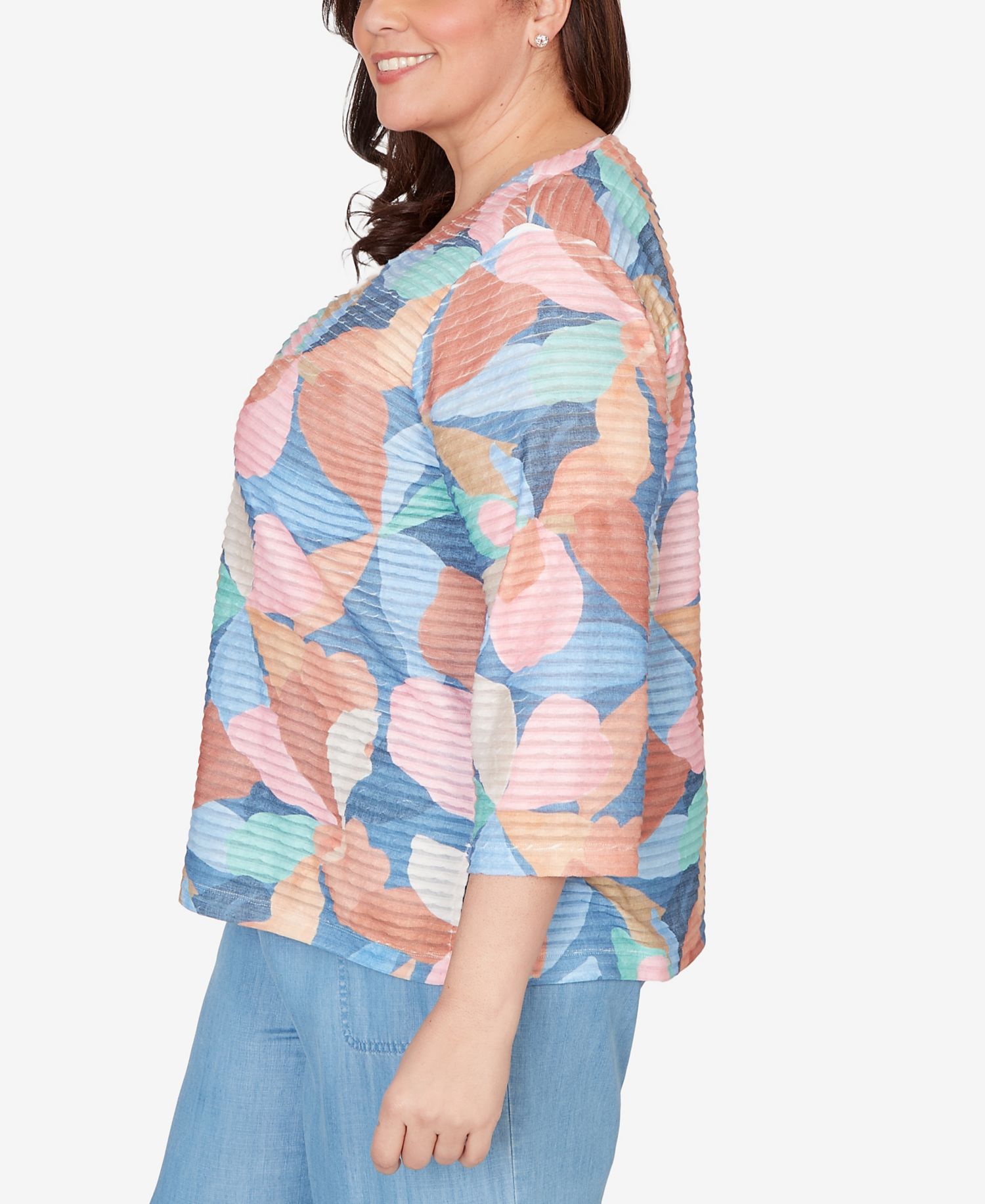 Plus Size Beachcomber Abstract Floral V-Neck Top
