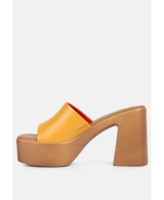 SCANDAL Womens Slip on Block Heel Sandals