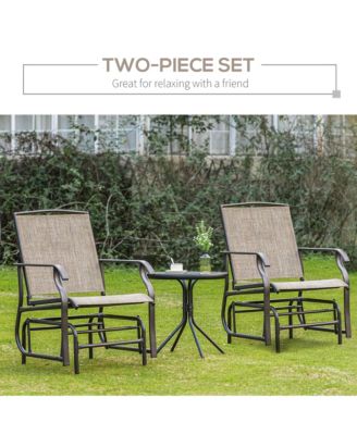 2pc Outdoor Glider Chair Set, Patio Swing Armchair Furniture,