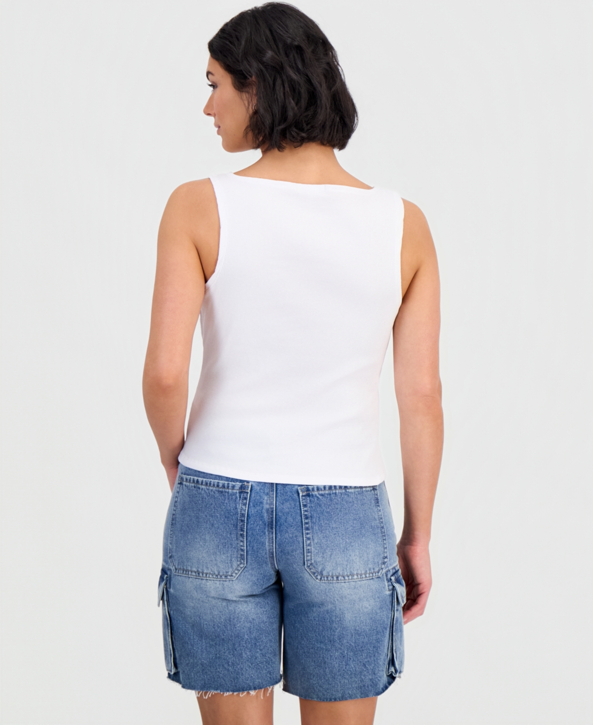 No Comment Juniors' Asymmetrical-Button Sleeveless Tank Top