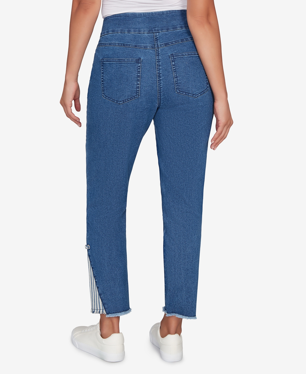 Ruby Rd. Petite Nautical Stripe Inset Slim Fit Jeans