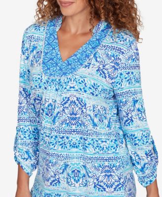 Petite Woodblock Twin Printed Knit Top