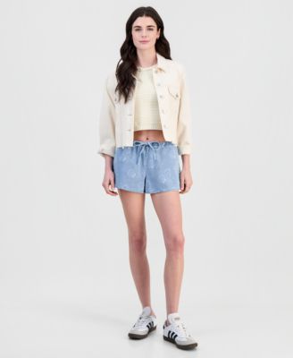 Juniors' Seashell-Print Drawstring Shorts