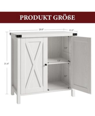 Farmhouse Sideboard Buffet Cabinet, Rustic Modern Storage with Adjustable Shelves, 2 Barn Doors, Multi-Functional Coffee Bar, Kitchen Organizer