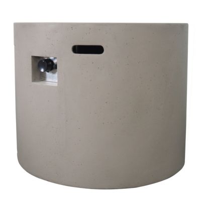 31 Inch Round MgO Fire Pit 40000 BTU Light Weight Concrete Light Grey for Outdoor Patio Backyard