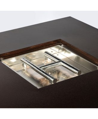 28 Inch Propane Gas Fire Pit Table 50000 BTU Square Steel Brown for Outdoor Patio Deck Garden Courtyard