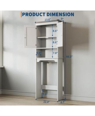 66.3" h Bathroom Cabinet with Double Doors and Adjustable Shelves, Small Bathrooms