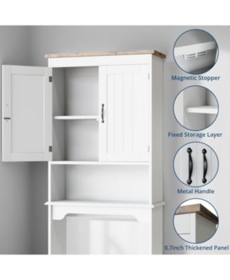 66.3" h Bathroom Cabinet with Double Doors and Adjustable Shelves, Small Bathrooms