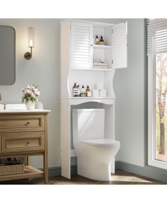 66.7" h Bathroom Organizer with Anti-Tip Device, Ventilated Louvered Doors, for Bathroom