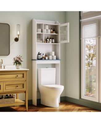 68.5" h Bathroom Organizer Space Saver Over Toilet, Wood Rack for Bathroom, Restroom