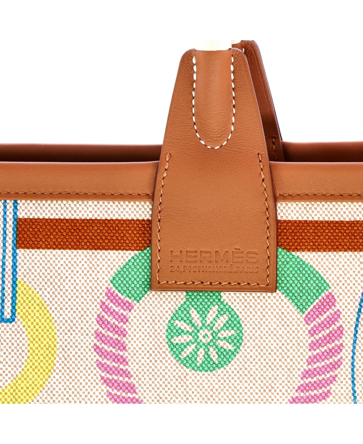 Pre-Owned HERMES 25 Sac Steeple Tote Printed Toile with Leather