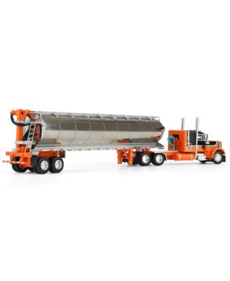 DCP 1/64 Orange/Black Peterbilt 379 with 48in Flattop Sleeper & Walinga Feed Trailer 60-2128