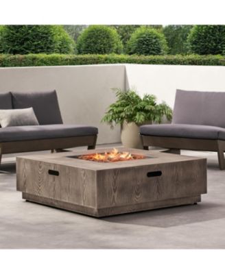 Wellington Square Iron Fire Pit with Wood Pattern 50000 BTU Tank Outside