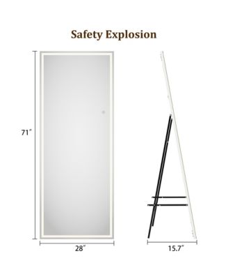 71"x 28" Full Body Mirror with LED Light, Floor Mirror, dimming 3 Colors Lighting Bedroom Bathroom