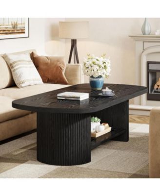 Oval Coffee Table, 45.27" Mid-Century Accent Table