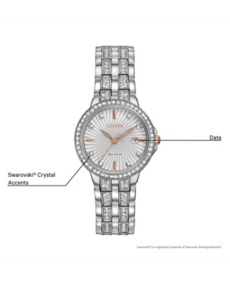Women's Eco-Drive Crystal Accent Stainless Steel Bracelet Watch 28mm EW2340-58A