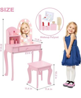 Kids Vanity - Vanity Desk Mirror Lights - Girls Vanity for Bedrooms, Apartments, Easy to Assemble