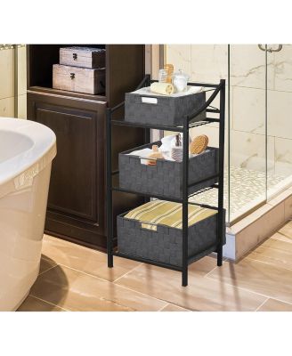 3 Piece Stackable Woven Basket Organizer Set with Built-In Carry Handles - Stylish Storage for any room in the household