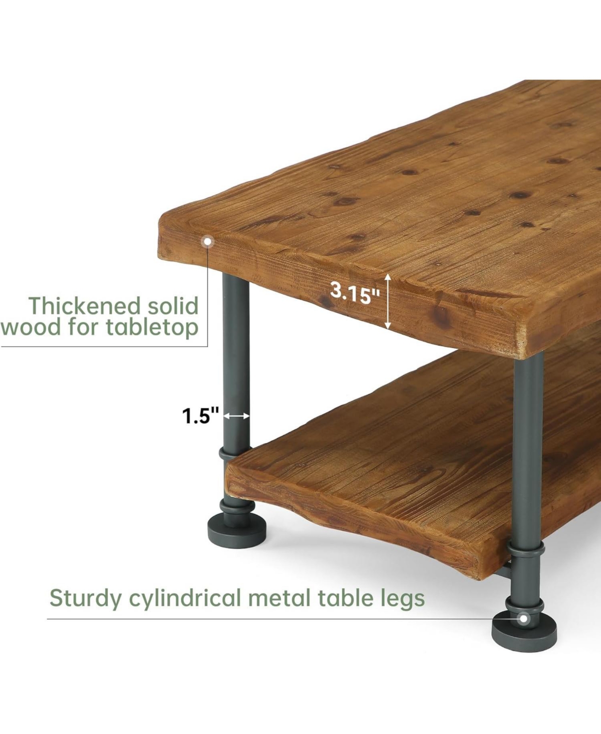 Tribesigns Wood Coffee Table, 2-Tier Coffee Table with Storage
