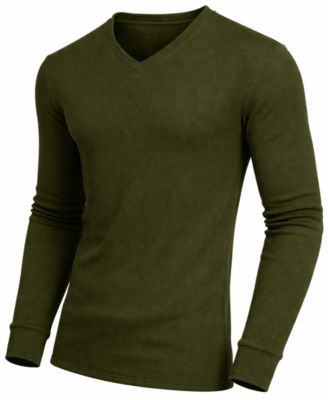 Men's Long-Sleeve Waffle-Knit V-Neck Thermal T-Shirt