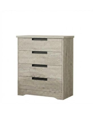 4-Drawer Dresser for Bedroom, Wooden Chest of Drawers with Embedded Handles for Living Room or Nursery, Grey