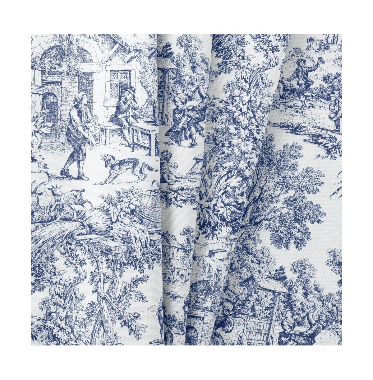 Ellis Curtain 2- Victoria Park Toile Room Darkening Window Rod Pocket Pair Set With 2 Tiers