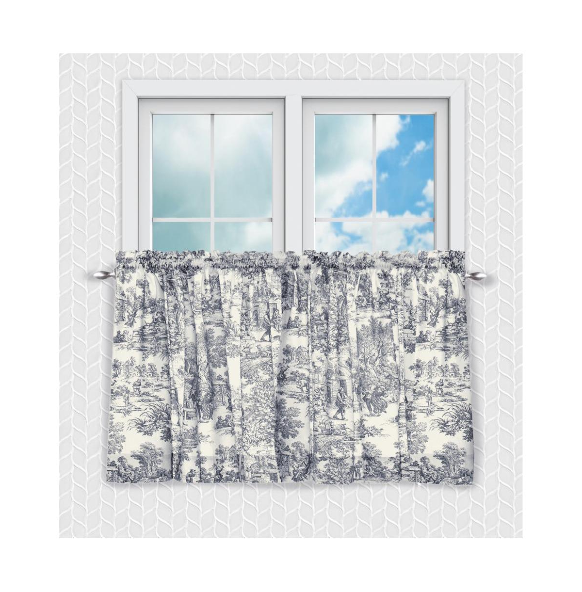 Ellis Curtain 2- Victoria Park Toile Room Darkening Window Rod Pocket Pair Set With 2 Tiers