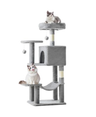 44in Cat Tree Tower: Multi-Cat Climbing, Sisal Posts, Extended Platform, Hammock
