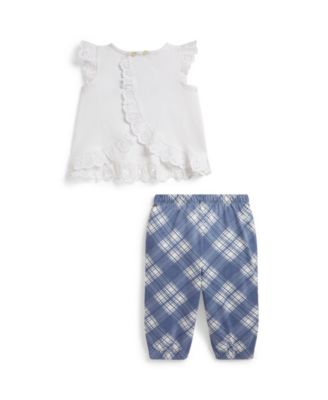 Baby Girls' Logo Jersey Top & Plaid Pants, 2-Piece Set