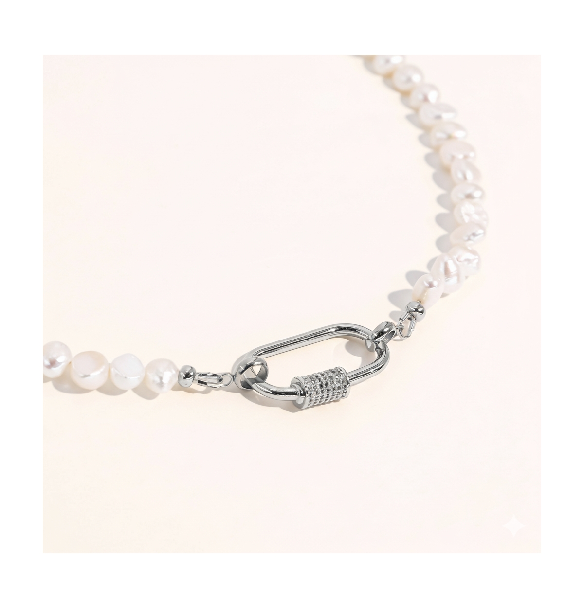 Joey Baby Freshwater Pearl Necklace with Silver Carabiner Clasp