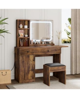 Makeup Vanity Desk Mirror and Lights - Vanity Table Set for Bedrooms, Apartments, Easy to Assemble