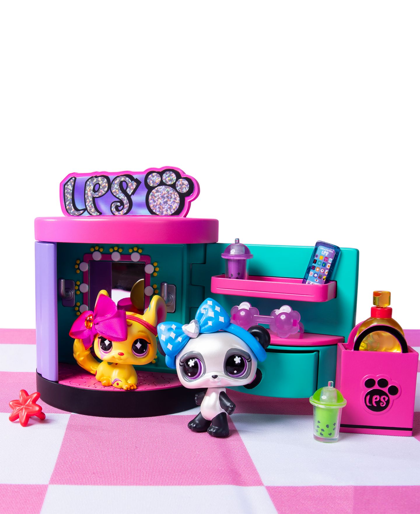 Детский игровой набор Littlest Pet Shop Bobblin' Pets Spin & Style Boutique Folds-Up 4-Pet Playset, Ages 4+ — фото 5