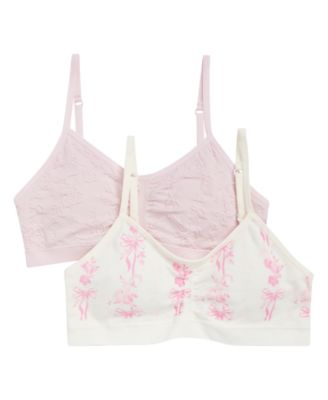 Girls' 6-16 Seamless Ruched Crop Bras, 2-Pack