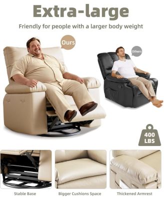 27'' Oversized Massage Recliner Chair for Adults, Lounge Recliner with Vibrating and Heating