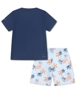 Boys' 4-7 Tropical Floral Swim T-Shirt and Shorts, 2-Piece Set