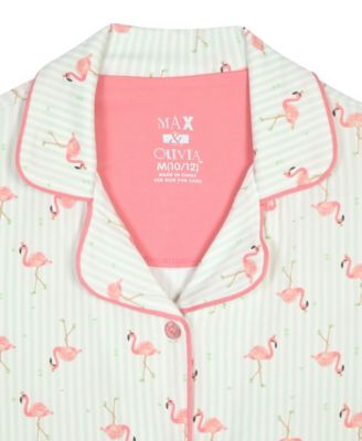 Girls' 7-16 Flamingo Print Top, Short Pants & Scrunchie, 3-Piece Set