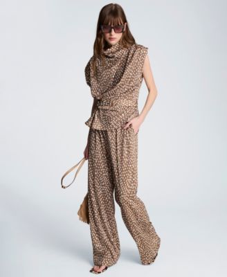 Women's Polka Dot Mid-Rise Trousers