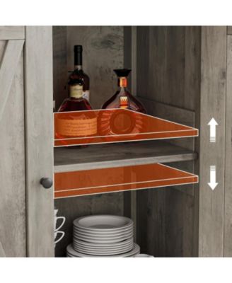 Small Storage Cabinet 2 Piece, Farmhouse Sideboard Buffet Cabinet with 2 Doors and Adjustable Shelves, Entryway Console Cabinets