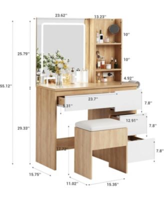 Vanity Desk Mirror and Lights - Modern Makeup Dressing Table for Bedrooms, Apartments, Easy to Assemble