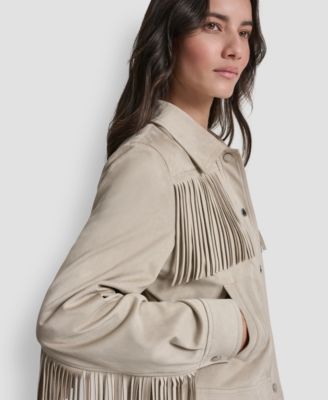 Women's Collared Fringe Suede Jacket