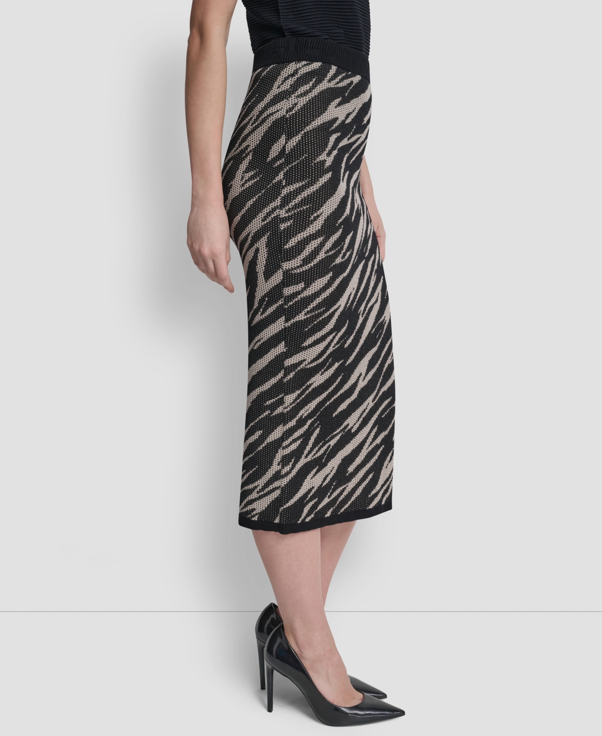 Dkny Women's Pointelle Jacquard Animal Print Pull-On Sweater Skirt