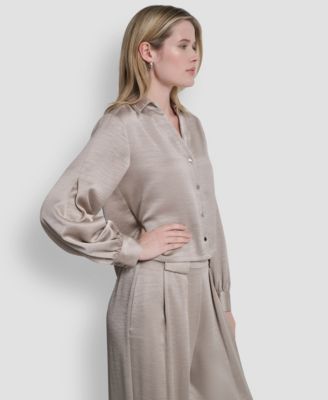 Women's Studded Collar V-Neck Shirt