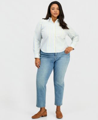 Trendy Plus Size Tie-Back Button-Front Shirt