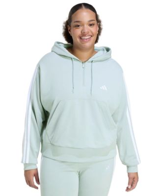 Plus Size Essentials 3-Stripes French Terry Sportswear Quarter-Zip Hoodie