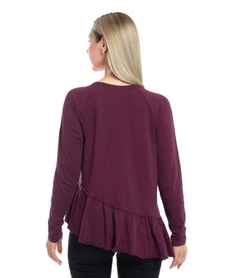 Women's Raglan Long Sleeve Asymmetric Peplum