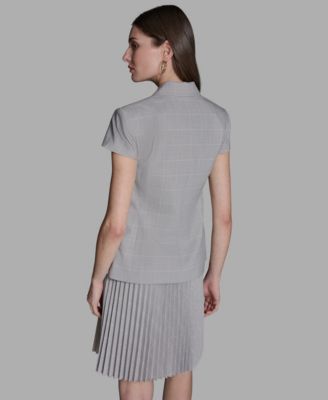 Women's Peak Lapel Collar Plaid Double-Breasted Jacket